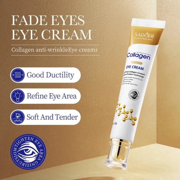 SADOER Collageen Oogcrème Retinol Oogcrème Anti Donkere Kringen Oogzak Verstevigende Huid Hydraterende Huidverzorging Huidverzorging voor Ogen Zorg